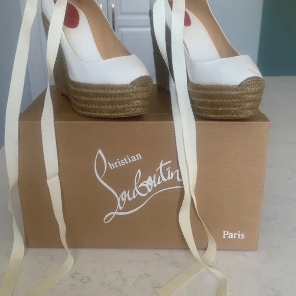 Christian Louboutin White Platform Espadrilles - Picture 2 of 10